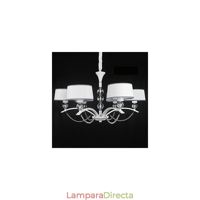 Lámpara de araña moderna contemporánea de tela cromada y cristal