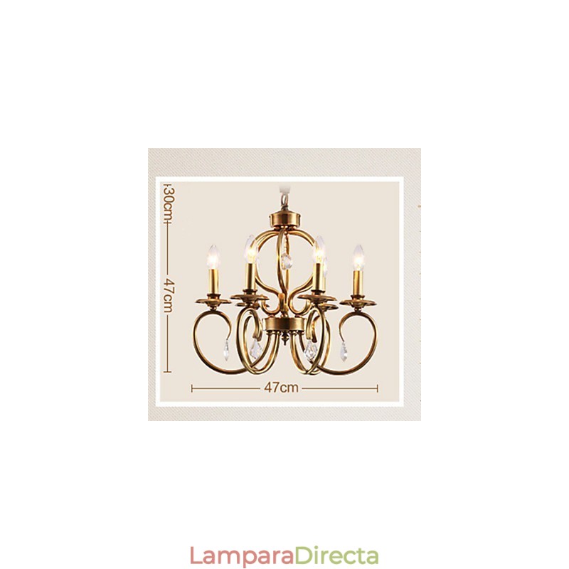 Lámpara colgante de araña estilo mini, tradicional, clásica, de metal.