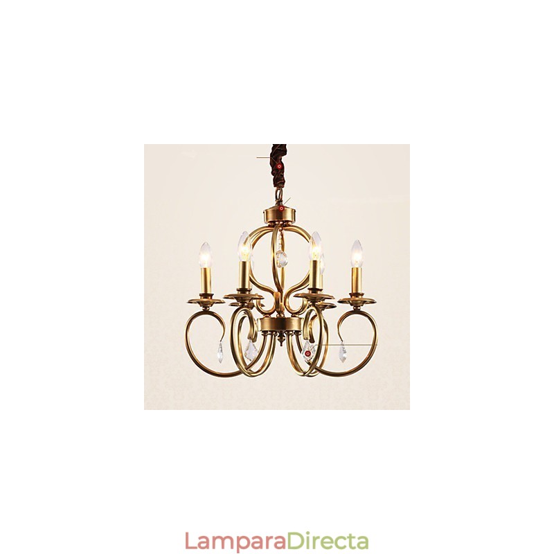 Lámpara colgante de araña estilo mini, tradicional, clásica, de metal.