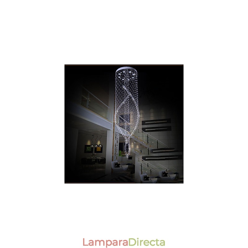 Lámpara colgante de cristal K9 transparente con dosel plateado.