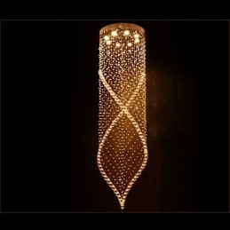 Lámpara colgante de cristal K9 transparente con dosel plateado.