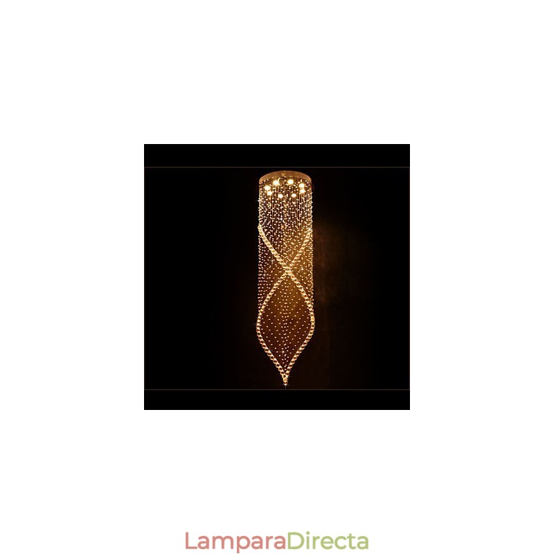 Lámpara colgante de cristal K9 transparente con dosel plateado.