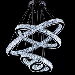Lámpara colgante de cristal para techo, lámpara de araña, accesorios de iluminación con 4 anillos