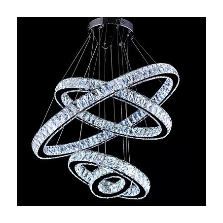 Lámpara colgante de cristal para techo, lámpara de araña, accesorios de iluminación con 4 anillos Lámpara colgante de cristal para techo, lámpara de araña, accesorios de iluminación con 4 anillos