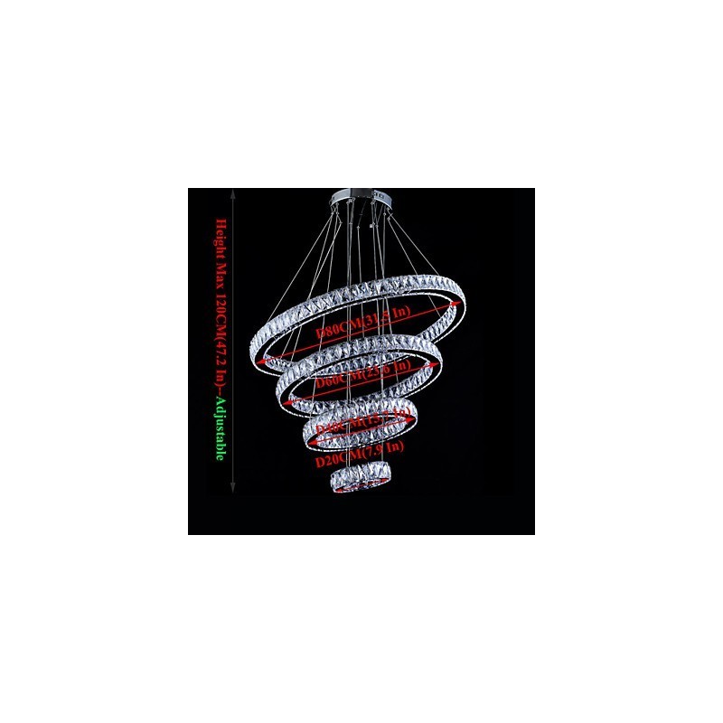 Lámpara colgante de cristal para techo, lámpara de araña, accesorios de iluminación con 4 anillos