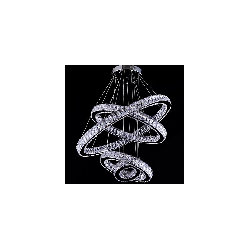 Lámpara colgante de cristal para techo, lámpara de araña, accesorios de iluminación con 4 anillos