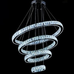 Lámpara colgante de cristal para techo, lámpara de araña, accesorios de iluminación con 4 anillos