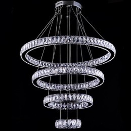 Lámpara colgante de cristal para techo, lámpara de araña, accesorios de iluminación con 4 anillos