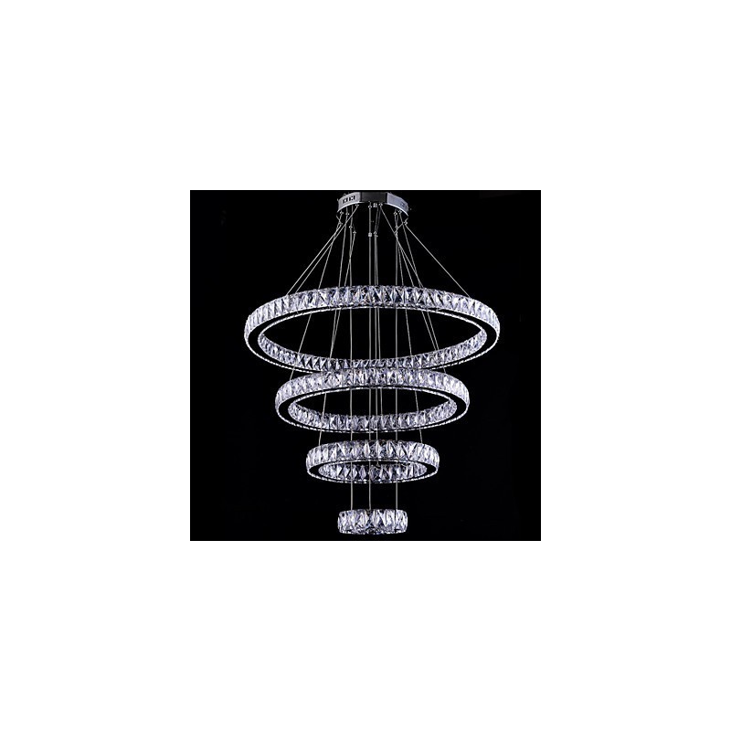 Lámpara colgante de cristal para techo, lámpara de araña, accesorios de iluminación con 4 anillos