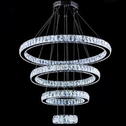 Lámpara colgante de cristal para techo, lámpara de araña, accesorios de iluminación con 4 anillos