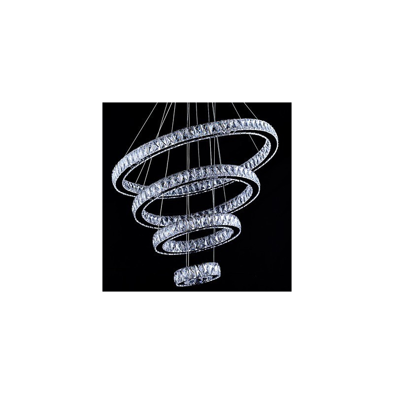 Lámpara colgante de cristal para techo, lámpara de araña, accesorios de iluminación con 4 anillos