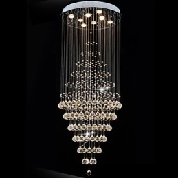 Lámpara colgante de techo de cristal moderna con 8 bombillas de 180 cm de alto.