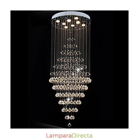 Lámpara colgante de techo de cristal moderna con 8 bombillas de 180 cm de alto. Lámpara colgante de techo de cristal moderna con 8 bombillas de 180 cm de alto.