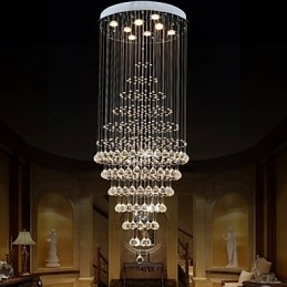 Lámpara colgante de techo de cristal moderna con 8 bombillas de 180 cm de alto.