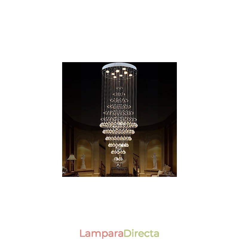 Lámpara colgante de techo de cristal moderna con 8 bombillas de 180 cm de alto.