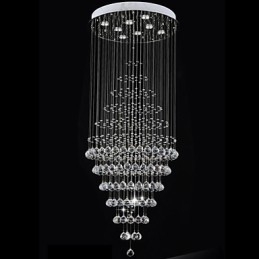 Lámpara colgante de techo de cristal moderna con 8 bombillas de 180 cm de alto.