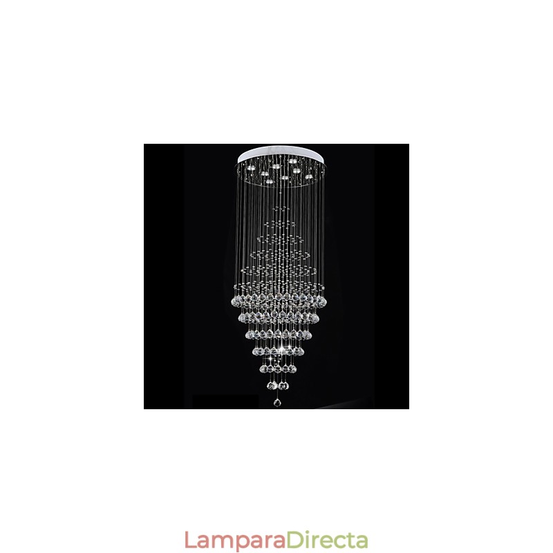 Lámpara colgante de techo de cristal moderna con 8 bombillas de 180 cm de alto.