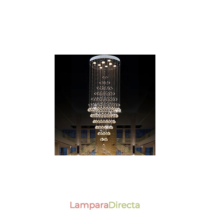 Lámpara colgante de techo de cristal moderna con 8 bombillas de 180 cm de alto.