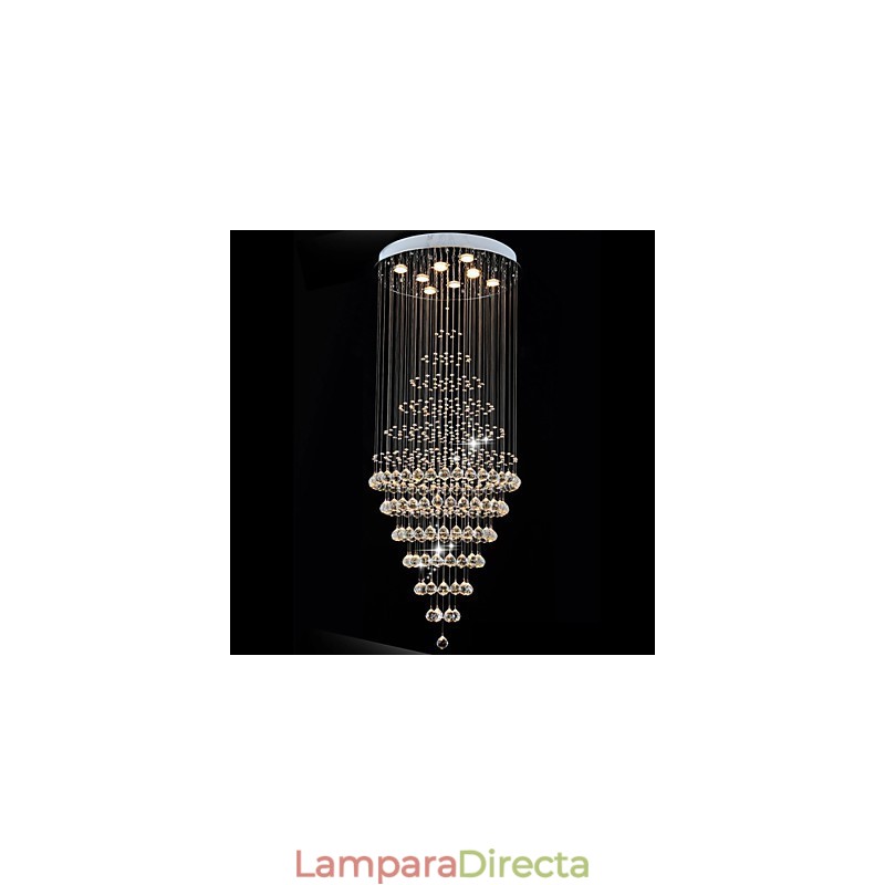 Lámpara colgante de techo de cristal moderna con 8 bombillas de 180 cm de alto.