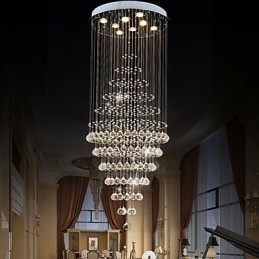 Lámpara colgante de techo de cristal moderna con 8 bombillas de 180 cm de alto.
