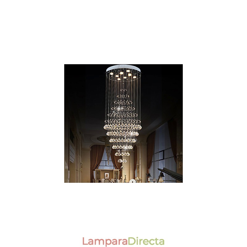 Lámpara colgante de techo de cristal moderna con 8 bombillas de 180 cm de alto.