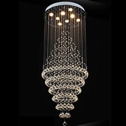 Lámpara colgante de techo de cristal moderna con 8 bombillas de 180 cm de alto.