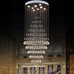 Lámpara colgante de techo de cristal moderna con 8 bombillas de 180 cm de alto.