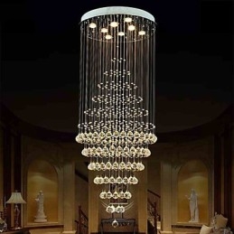 Lámpara colgante de techo de cristal moderna con 8 bombillas de 180 cm de alto.
