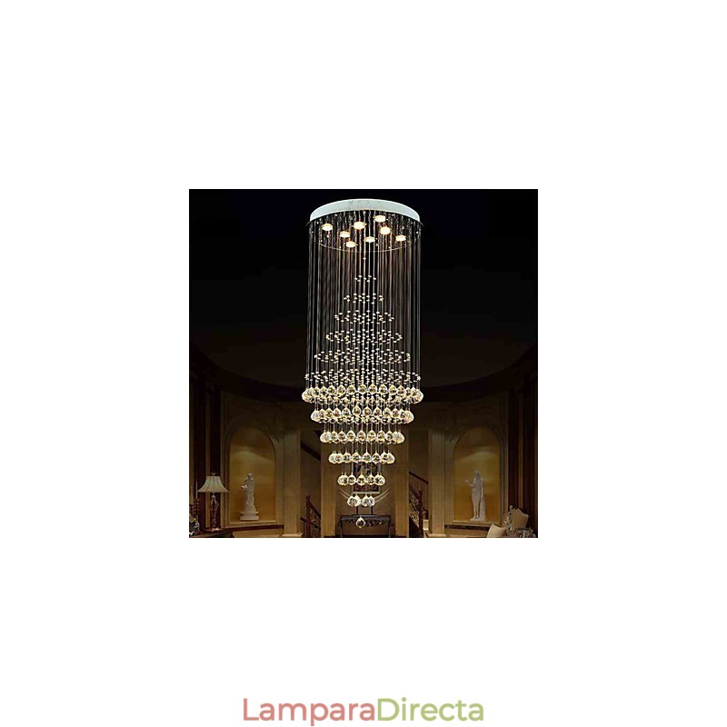 Lámpara colgante de techo de cristal moderna con 8 bombillas de 180 cm de alto.