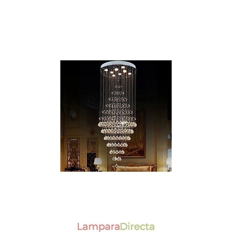 Lámpara colgante de techo de cristal moderna con 8 bombillas de 180 cm de alto.