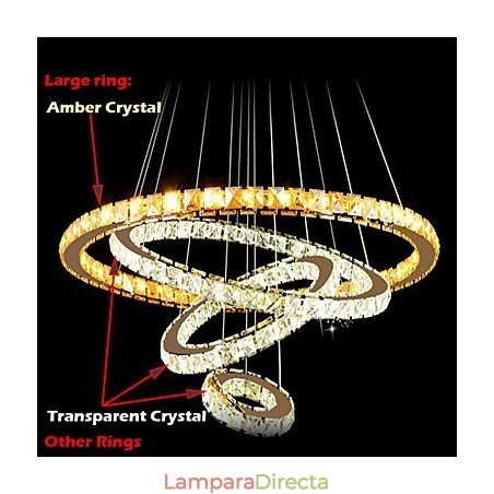Lámparas colgantes Lámpara de techo Lámpara de araña Iluminación Redonda 4 anillos Anillo grande Cristal ámbar y otros cristales transparentes Lámparas colgantes Lámpara de techo Lámpara de araña Iluminación Redonda 4 anillos Anillo grande Cristal ámbar y otros cristales transparentes