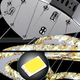 Lámparas colgantes Lámpara de techo Lámpara de araña Iluminación Redonda 4 anillos Anillo grande Cristal ámbar y otros cristales transparentes