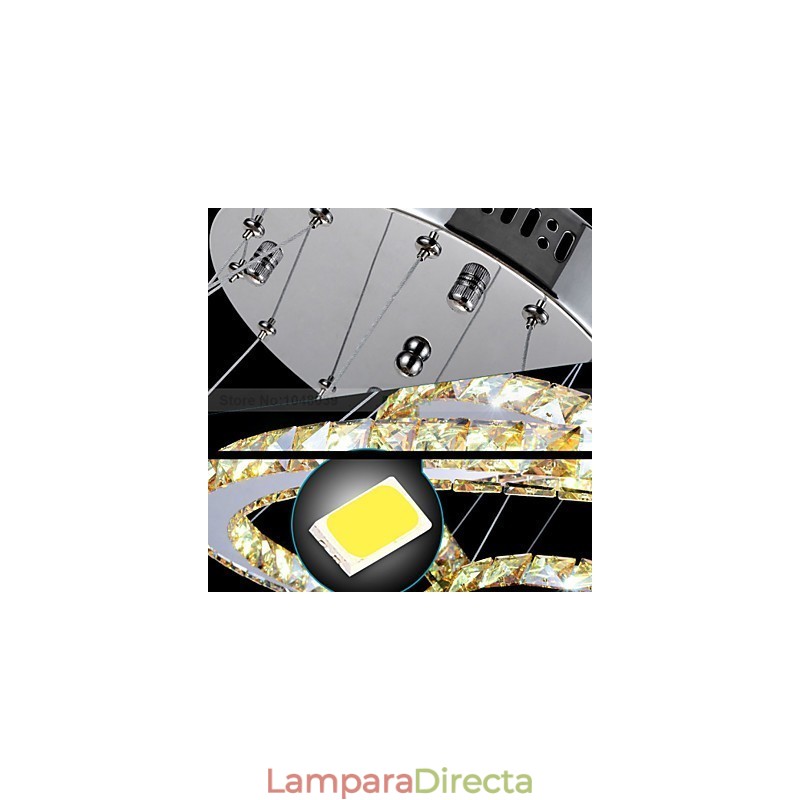 Lámparas colgantes Lámpara de techo Lámpara de araña Iluminación Redonda 4 anillos Anillo grande Cristal ámbar y otros cristales transparentes