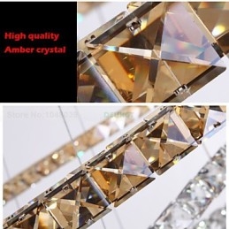 Lámparas colgantes Lámpara de techo Lámpara de araña Iluminación Redonda 4 anillos Anillo grande Cristal ámbar y otros cristales transparentes