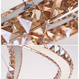 Lámparas colgantes Lámpara de techo Lámpara de araña Iluminación Redonda 4 anillos Anillo grande Cristal ámbar y otros cristales transparentes
