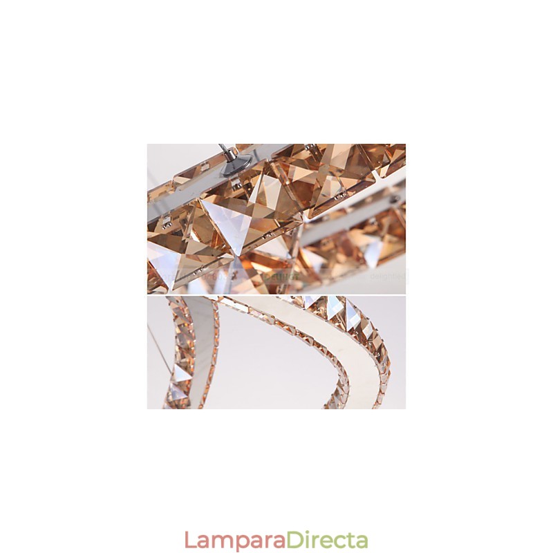 Lámparas colgantes Lámpara de techo Lámpara de araña Iluminación Redonda 4 anillos Anillo grande Cristal ámbar y otros cristales transparentes