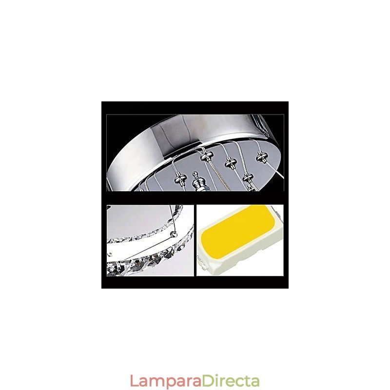 Lámparas colgantes Lámpara de techo Lámpara de araña Iluminación Redonda 4 anillos Anillo grande Cristal ámbar y otros cristales transparentes