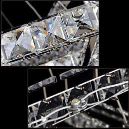 Lámparas colgantes Lámpara de techo Lámpara de araña Iluminación Redonda 4 anillos Anillo grande Cristal ámbar y otros cristales transparentes
