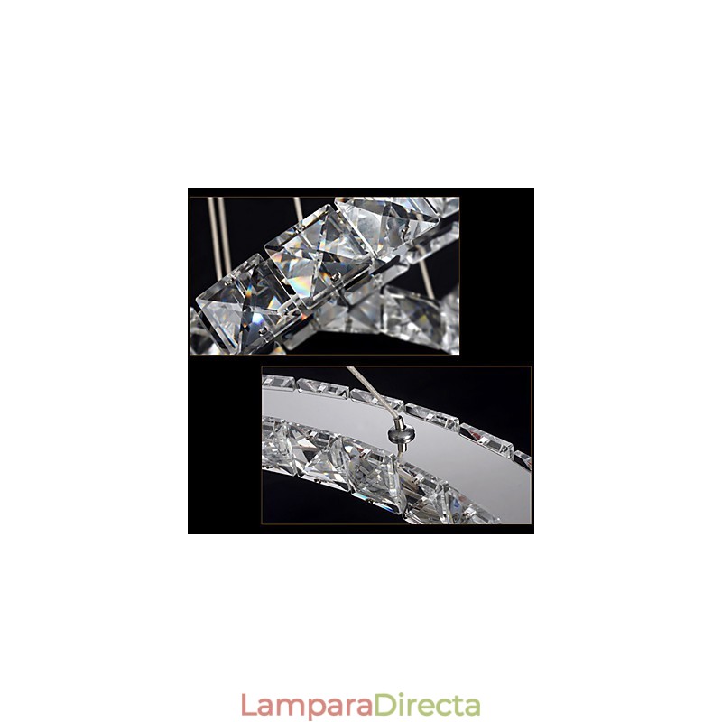 Lámparas colgantes Lámpara de techo Lámpara de araña Iluminación Redonda 4 anillos Anillo grande Cristal ámbar y otros cristales transparentes