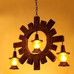Lámpara de araña de madera antigua, lámpara de salón estilo country americano