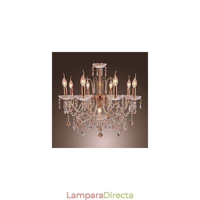 Elegante lámpara de araña de cristal con 9 luces
