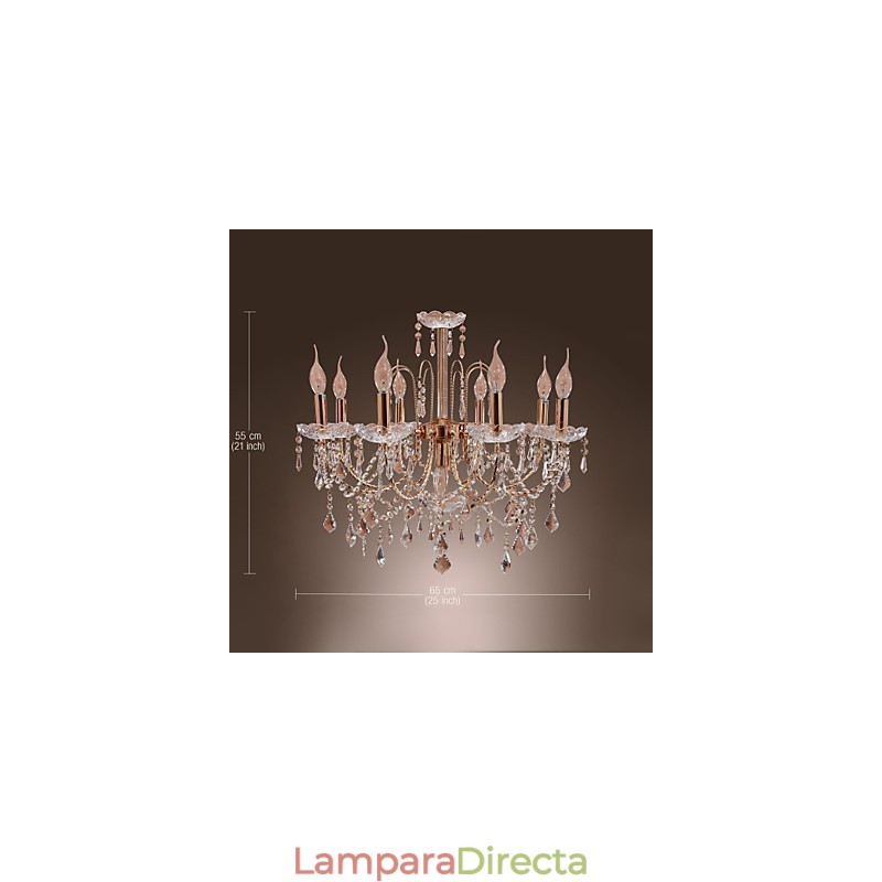 Elegante lámpara de araña de cristal con 9 luces
