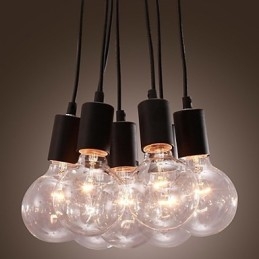 Lámpara colgante moderna con bombilla Edison de 7 cabezas y bola de cristal para loft