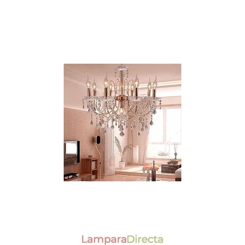 Elegante lámpara de araña de cristal con 9 luces