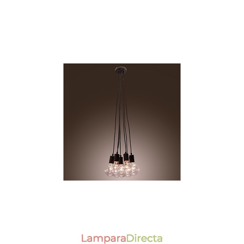 Lámpara colgante moderna con bombilla Edison de 7 cabezas y bola de cristal para loft