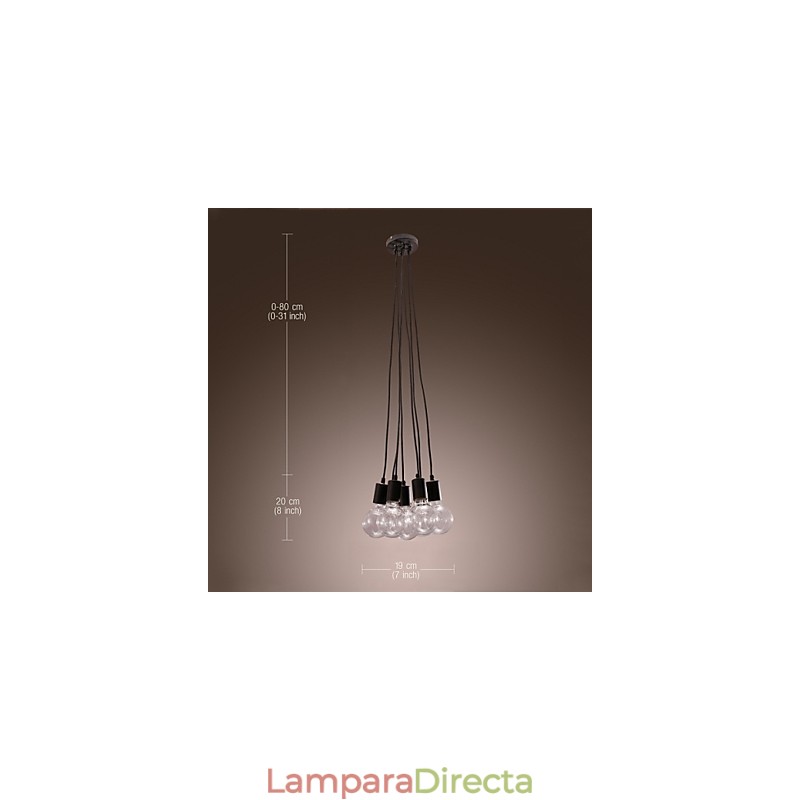 Lámpara colgante moderna con bombilla Edison de 7 cabezas y bola de cristal para loft