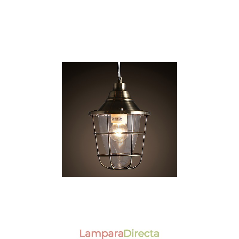 Lámpara colgante de metal galvanizado estilo mini retro