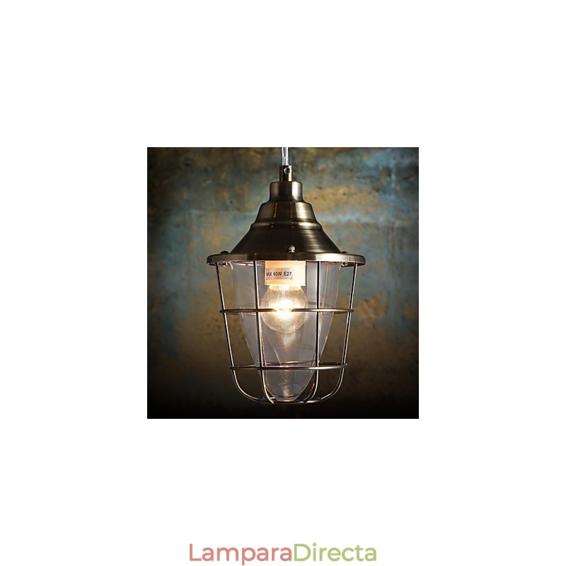 Lámpara colgante de metal galvanizado estilo mini retro