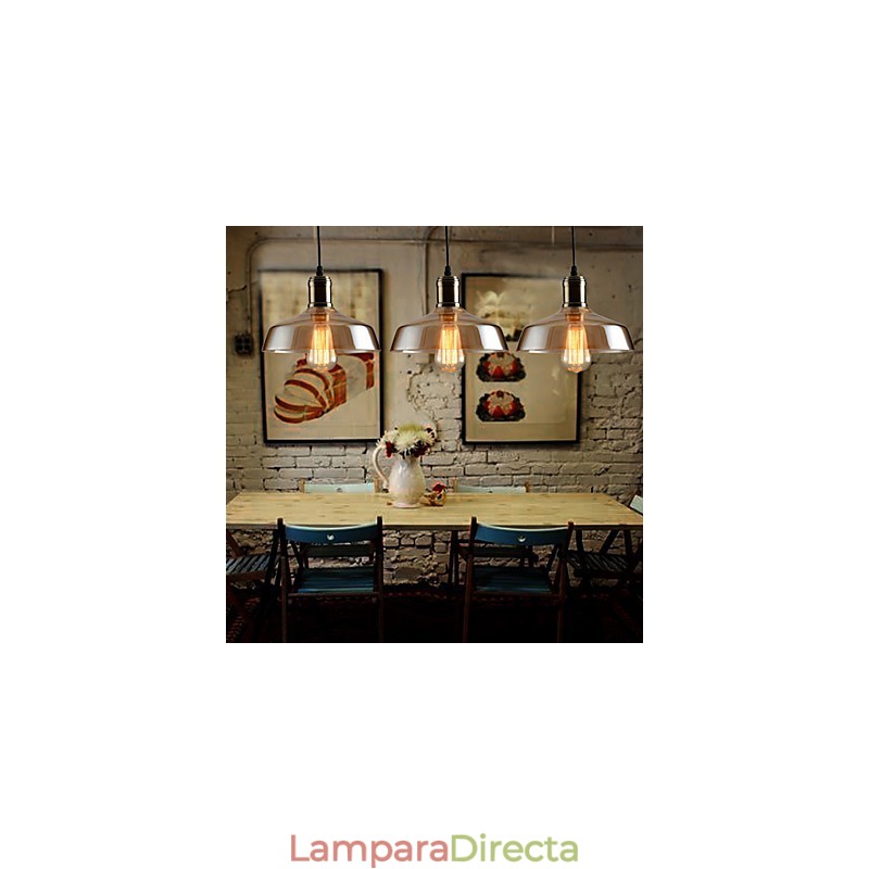 Lámpara colgante de cristal con iluminación retro