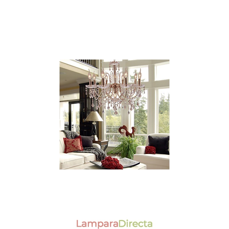 Elegante lámpara de araña de cristal con 9 luces